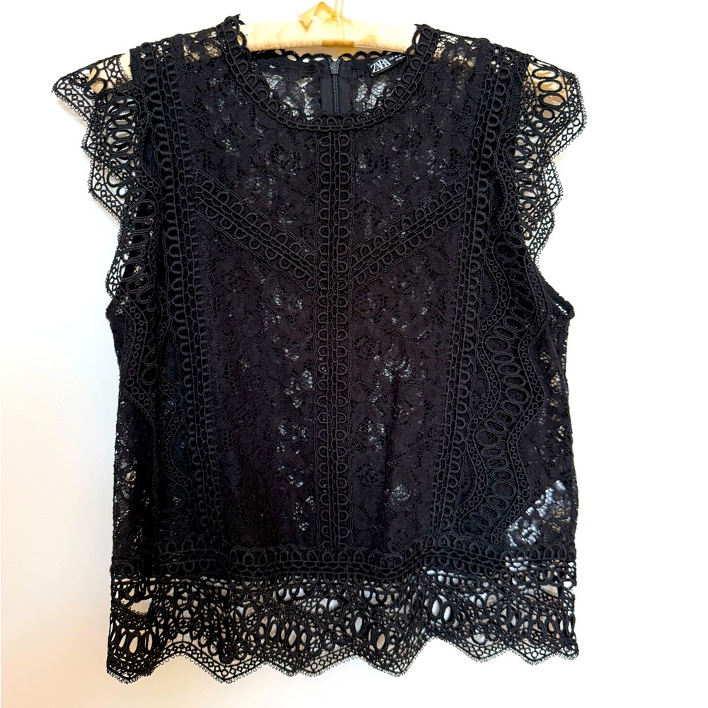 Zara Black Lace Top Size M